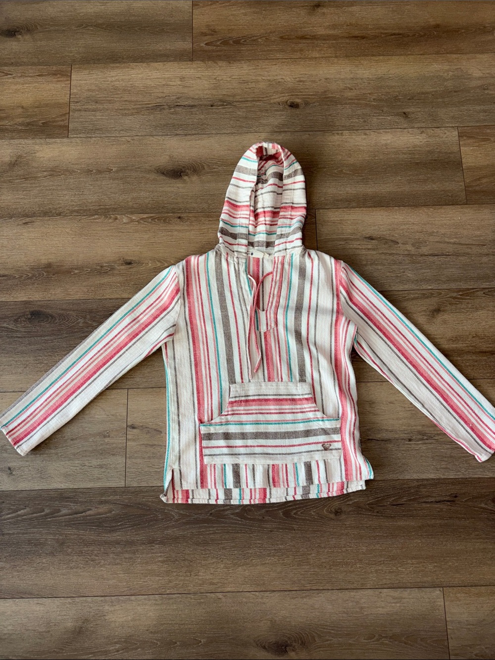 Roxy Striped Hooded Pullover - Pink, Cream & Aqua